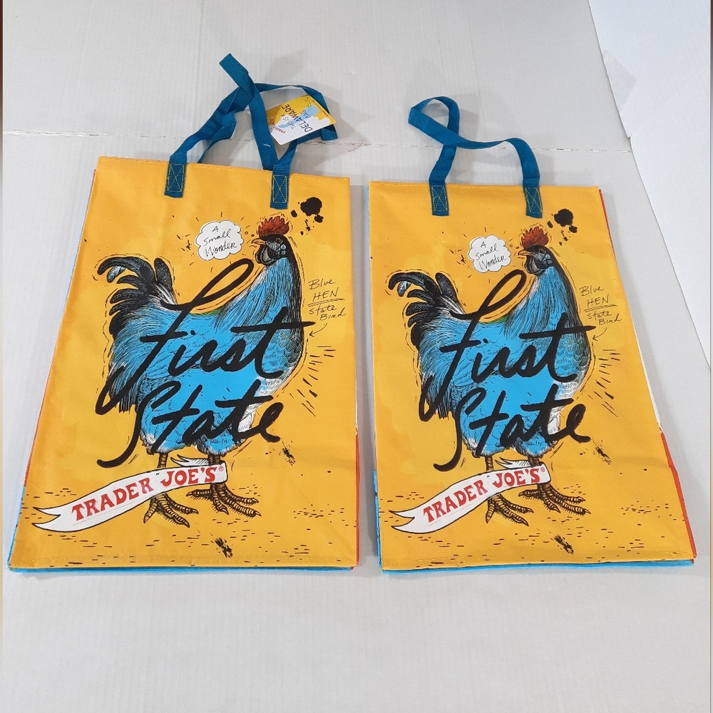Trader Joes Reusable State Tote Bags- Delaware Set of 2